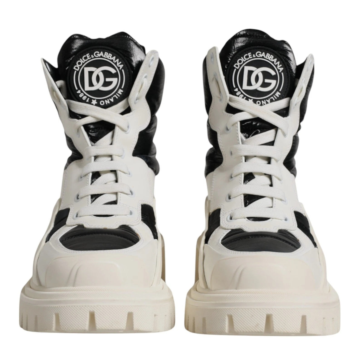 Dolce & Gabbana White Padded Mid Calf Lace Up Boots