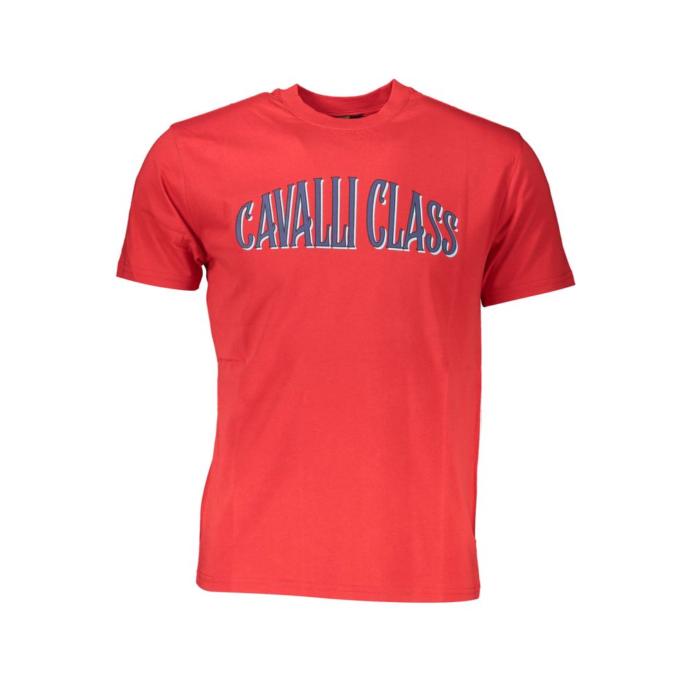T-shirt homme en coton rouge Cavalli Class