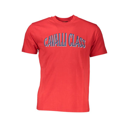 T-shirt homme en coton rouge Cavalli Class