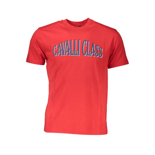 T-shirt homme en coton rouge Cavalli Class