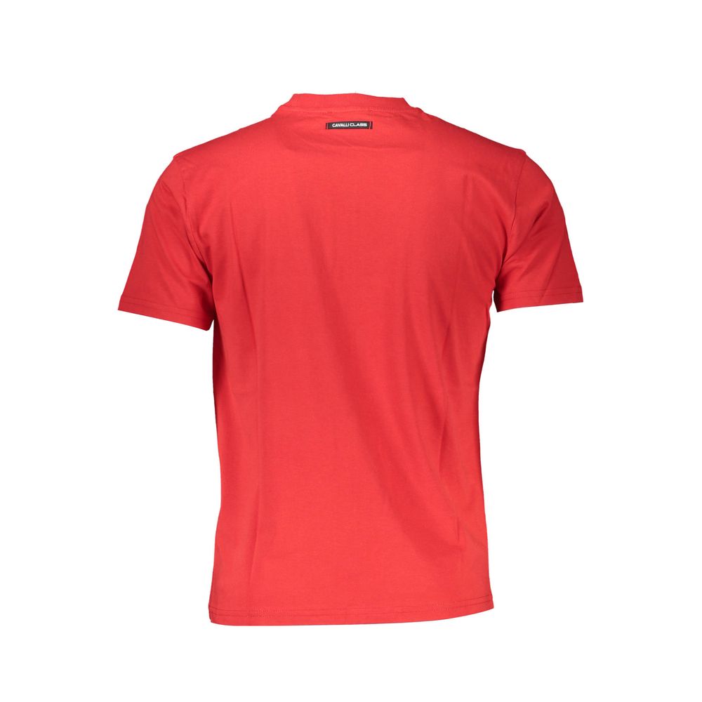 T-shirt homme en coton rouge Cavalli Class