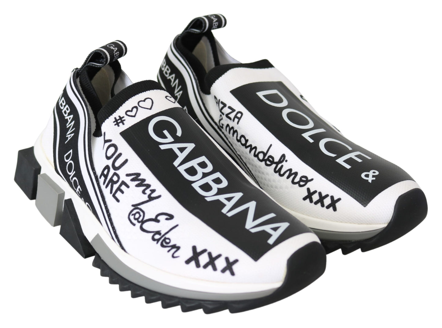 Dolce & Gabbana White Black Slip On Sorrento Sneakers