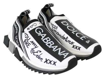 Dolce & Gabbana White Black Slip On Sorrento Sneakers