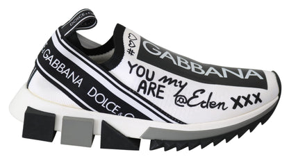 Dolce & Gabbana White Black Slip On Sorrento Sneakers