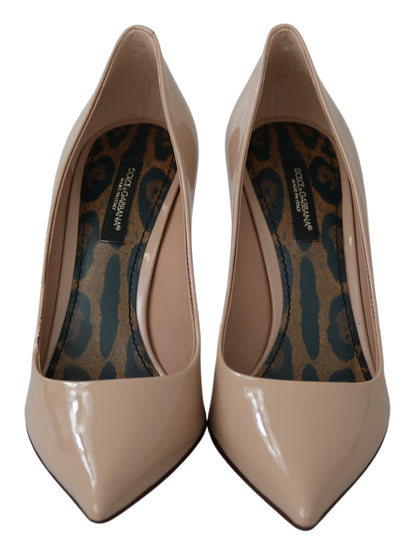 Dolce & Gabbana Beige Patent Leather Stiletto Heel Pumps