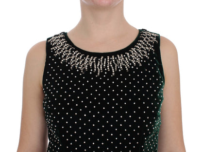Robe longue maxi en velours vert avec cristaux de Dolce & Gabbana