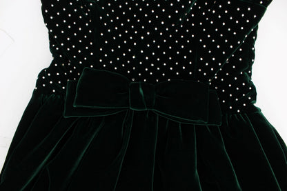 Robe longue maxi en velours vert avec cristaux de Dolce & Gabbana