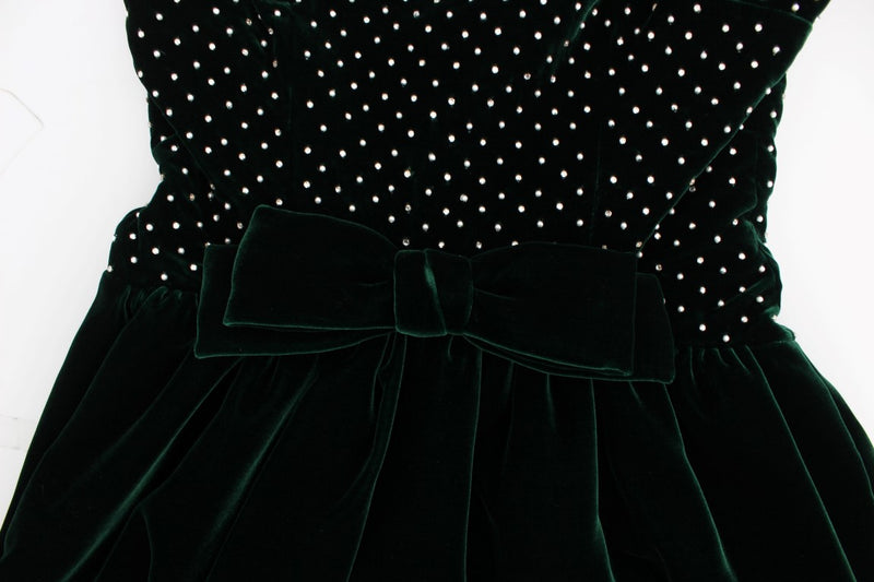 Robe longue maxi en velours vert avec cristaux de Dolce &amp; Gabbana
