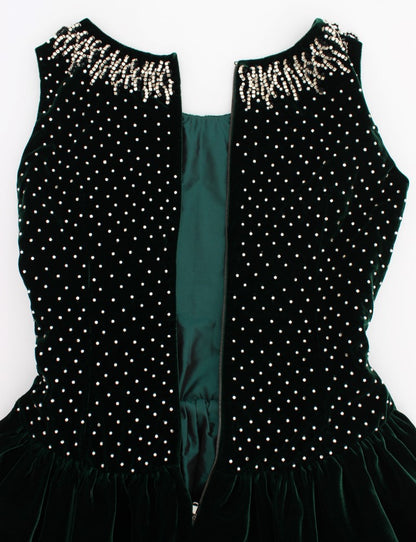 Robe longue maxi en velours vert avec cristaux de Dolce & Gabbana