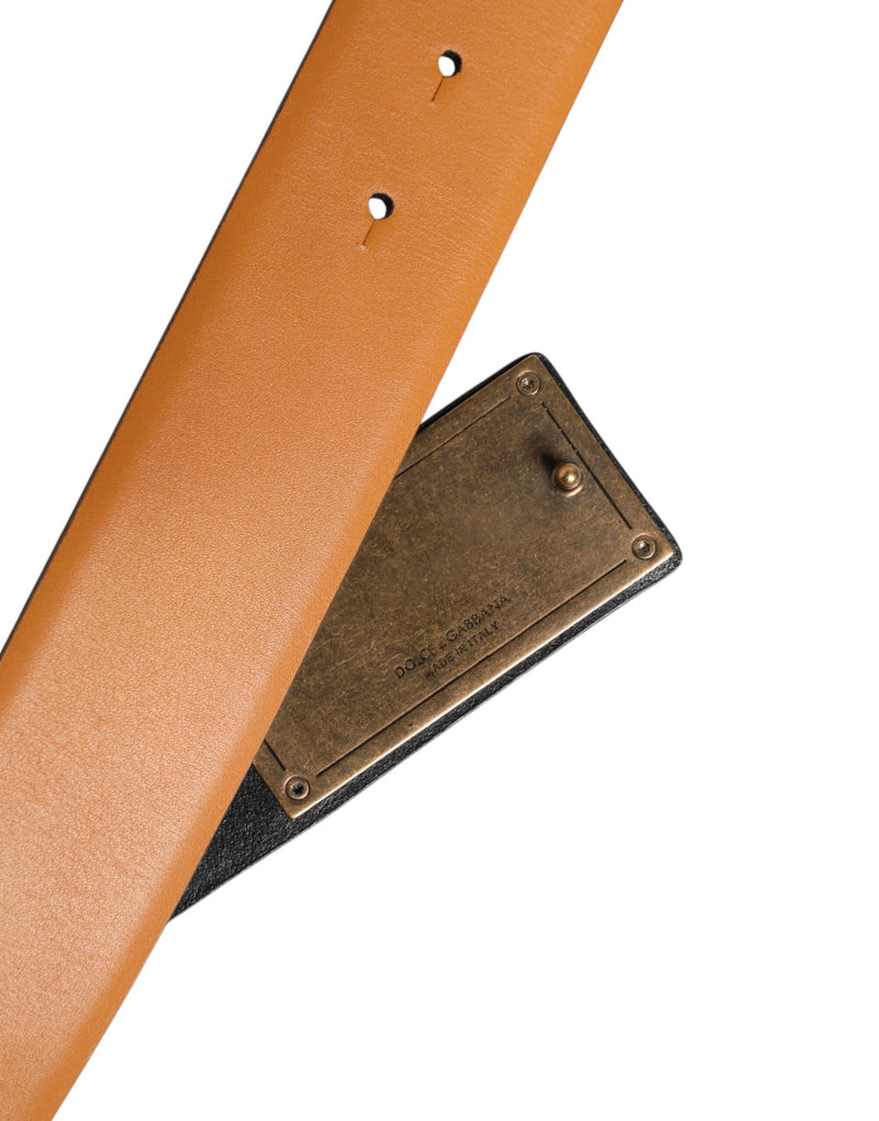 Ceinture Dolce &amp; Gabbana en cuir marron avec boucle et logo DG en relief