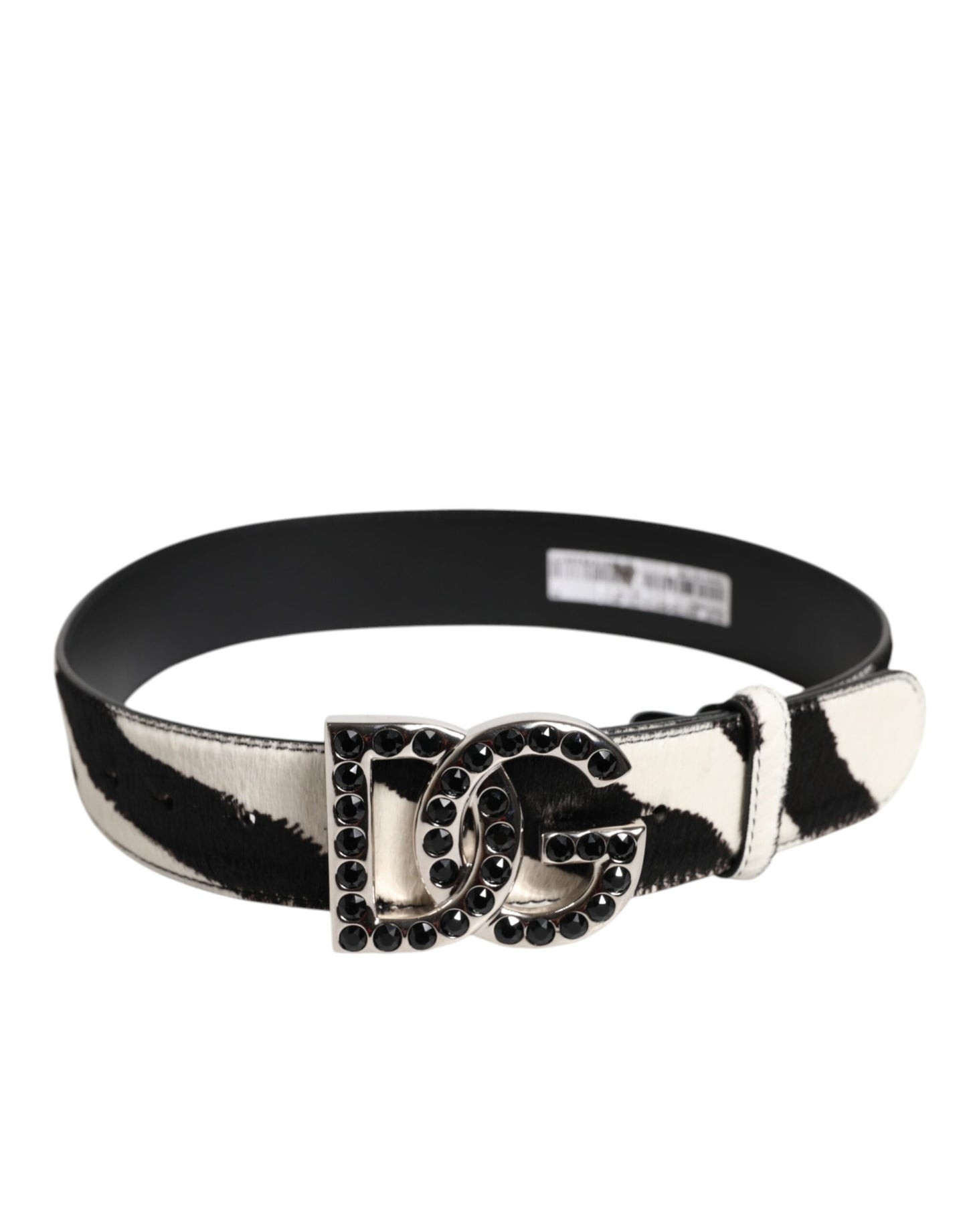 Dolce & Gabbana witte zwarte leren Zebra DG kristal gesp riem