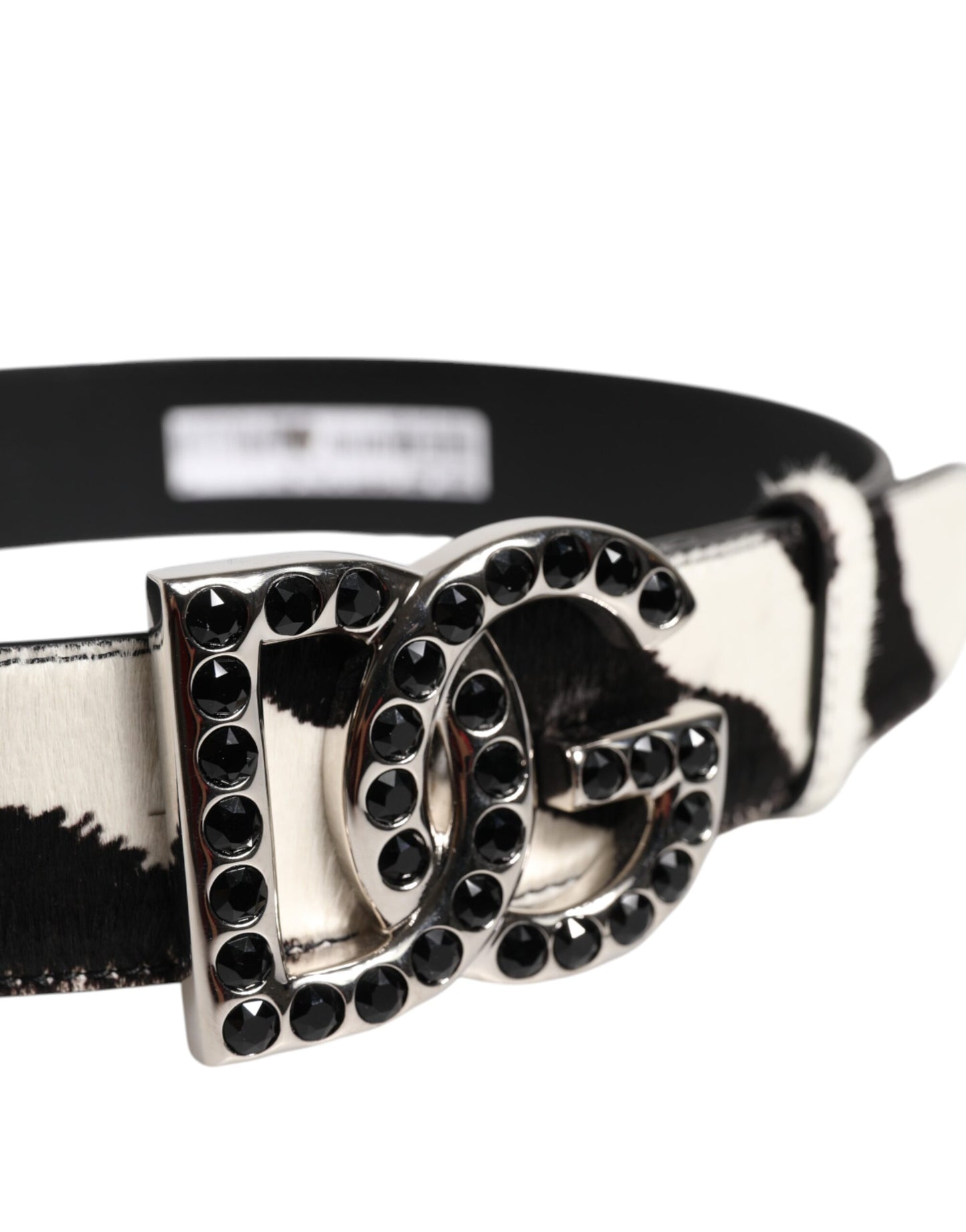Dolce & Gabbana witte zwarte leren Zebra DG kristal gesp riem