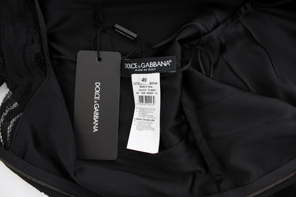 Robe longue maxi trapèze en dentelle florale noire de Dolce & Gabbana