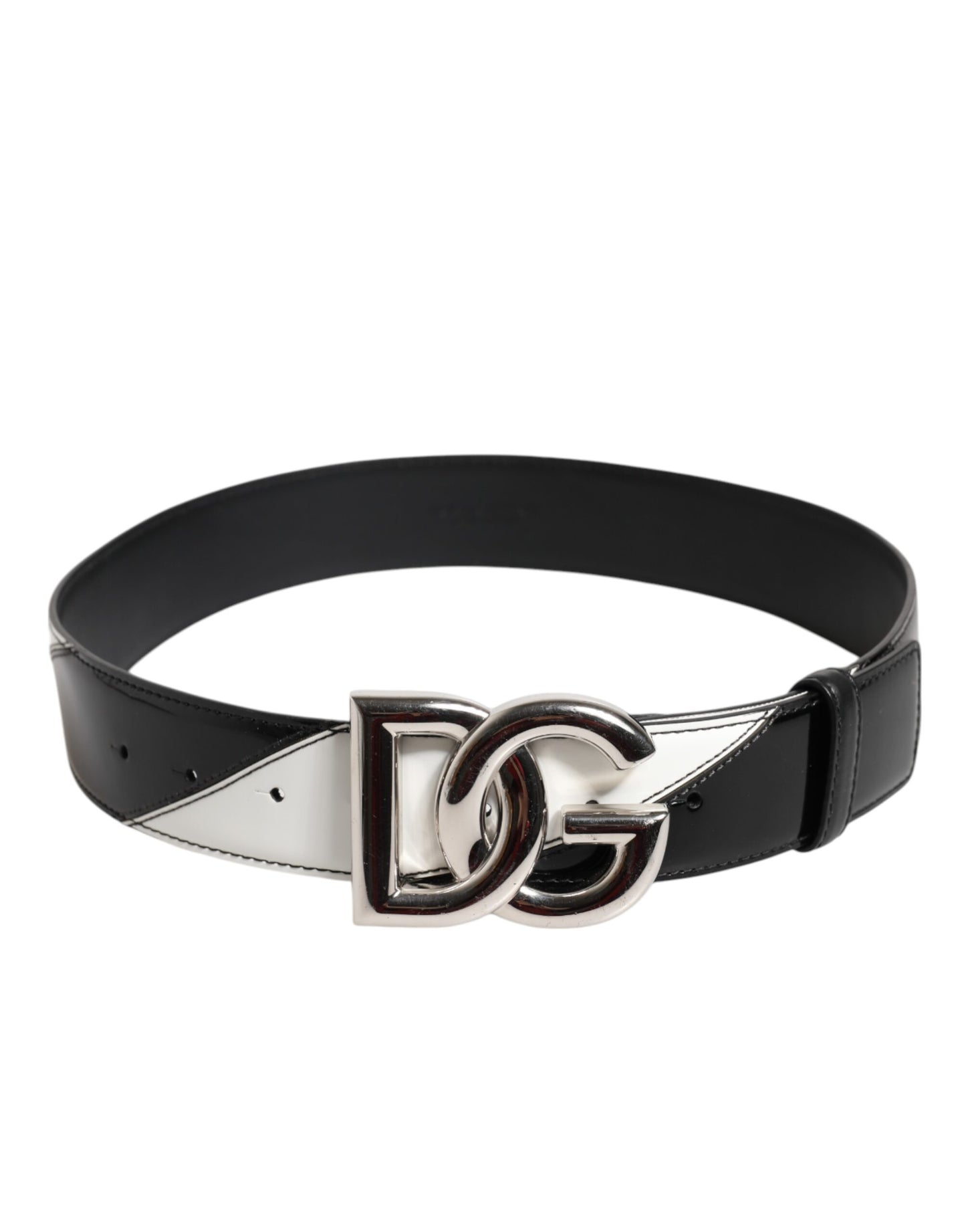 Dolce & Gabbana zwart-witte leren DG metalen gesp riem