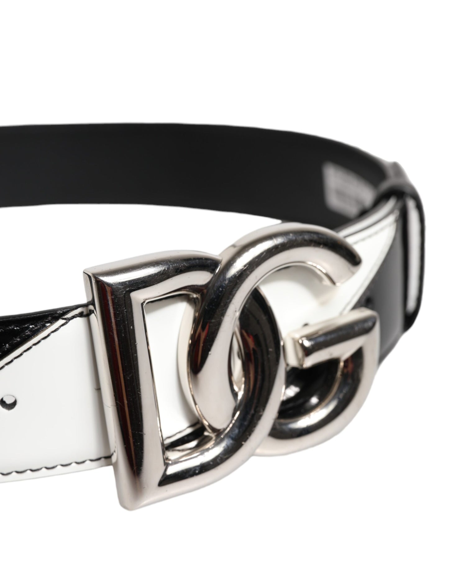 Dolce & Gabbana zwart-witte leren DG metalen gesp riem