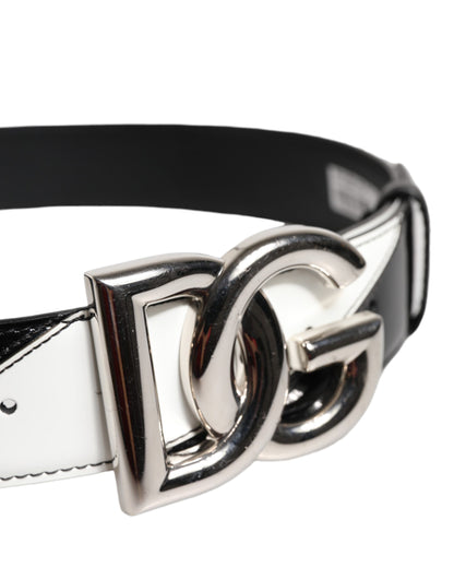 Dolce & Gabbana zwart-witte leren DG metalen gesp riem