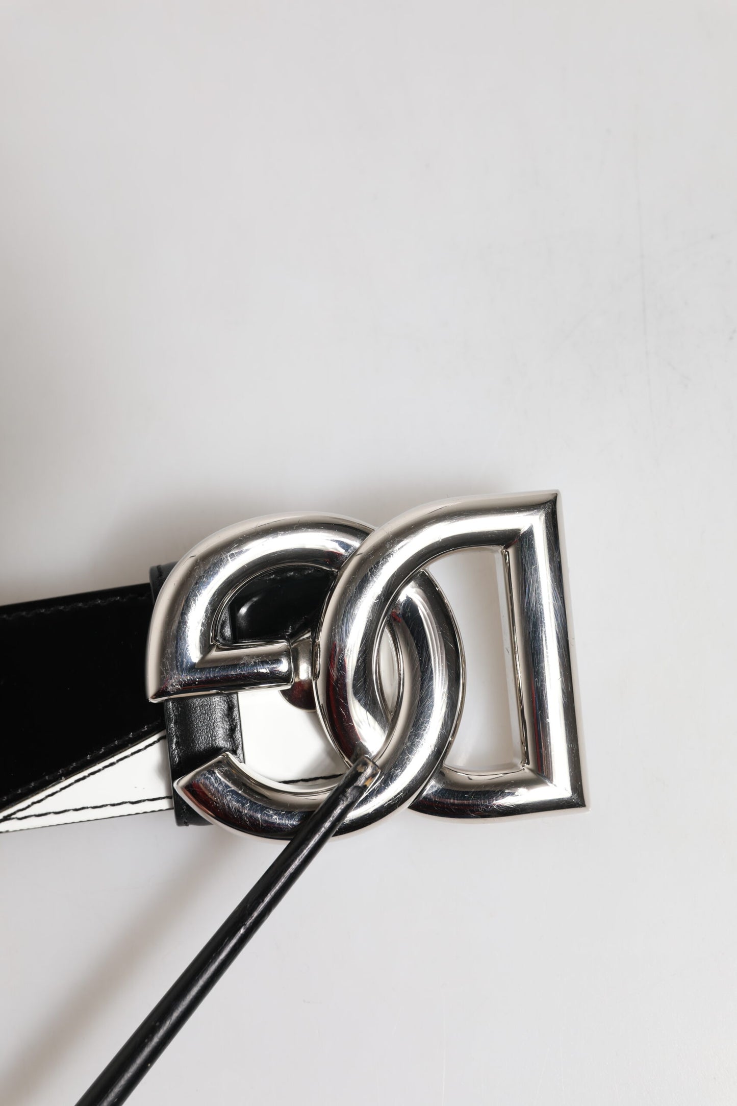 Dolce & Gabbana zwart-witte leren DG metalen gesp riem