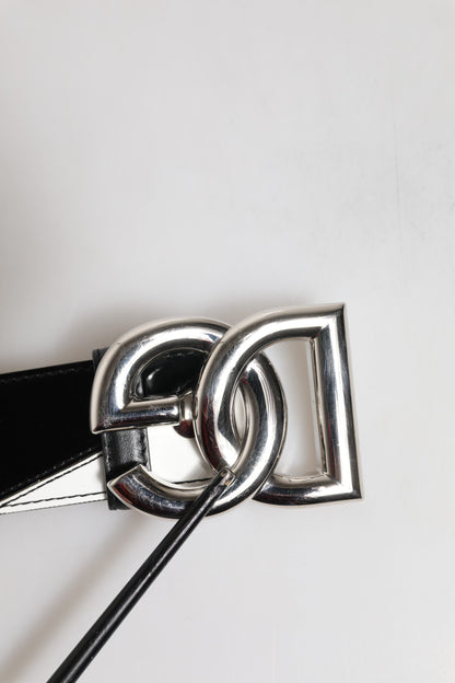 Dolce & Gabbana zwart-witte leren DG metalen gesp riem