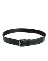 Ceinture à boucle logo DG en polyester vert et noir Dolce &amp; Gabbana