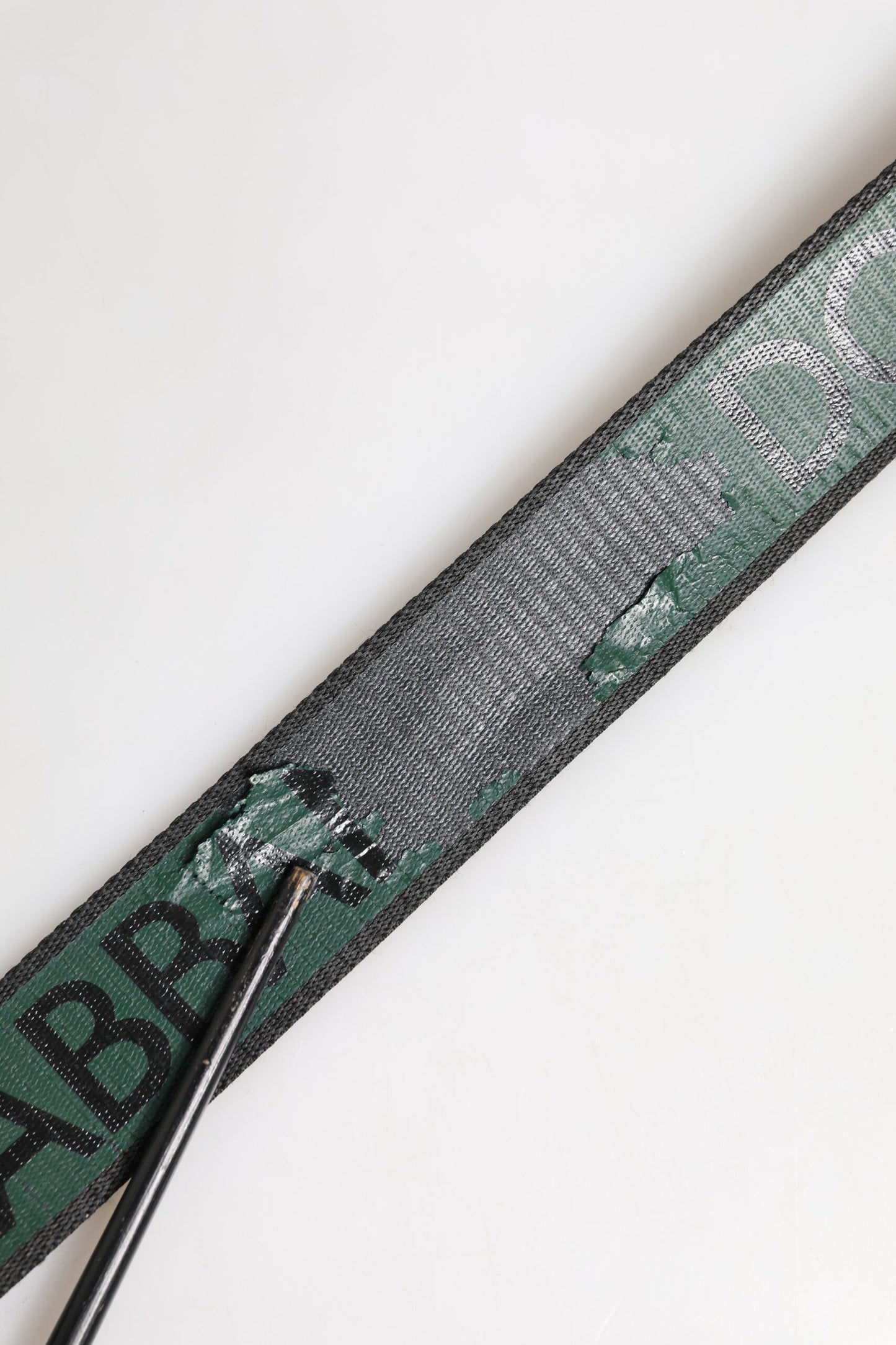 Dolce & Gabbana Groene Zwarte Polyester DG Logo Gesp Riem