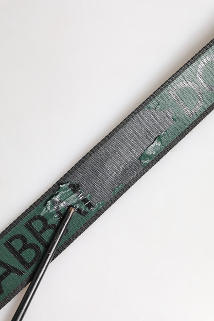 Dolce & Gabbana Groene Zwarte Polyester DG Logo Gesp Riem