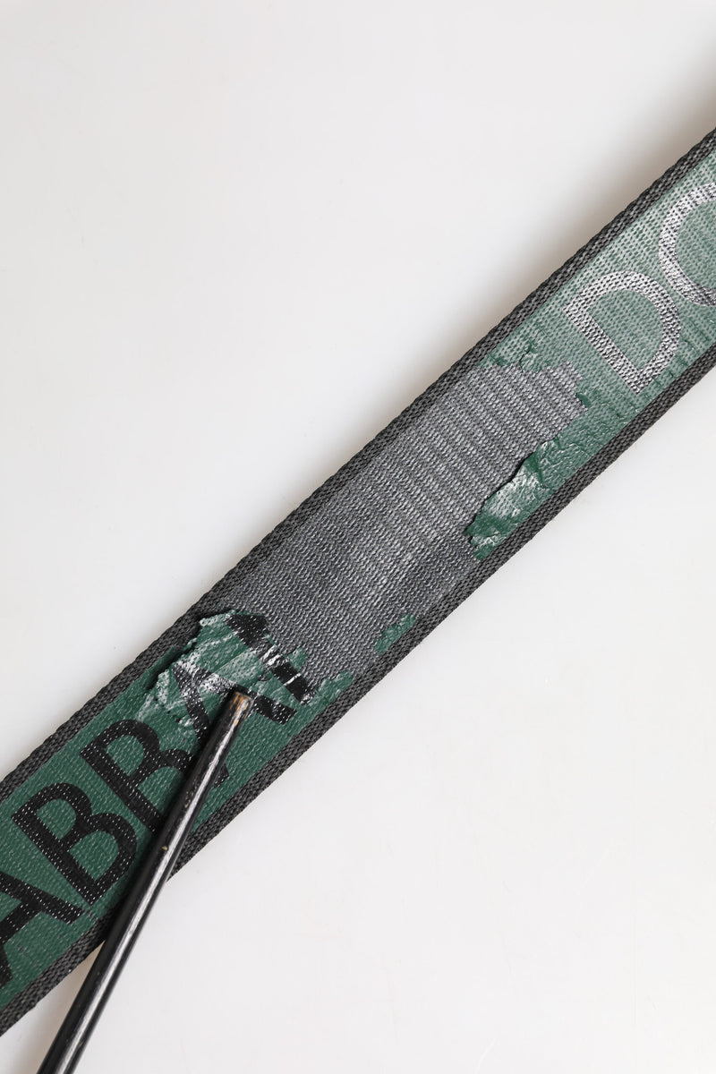 Dolce &amp; Gabbana Groene Zwarte Polyester DG Logo Gesp Riem