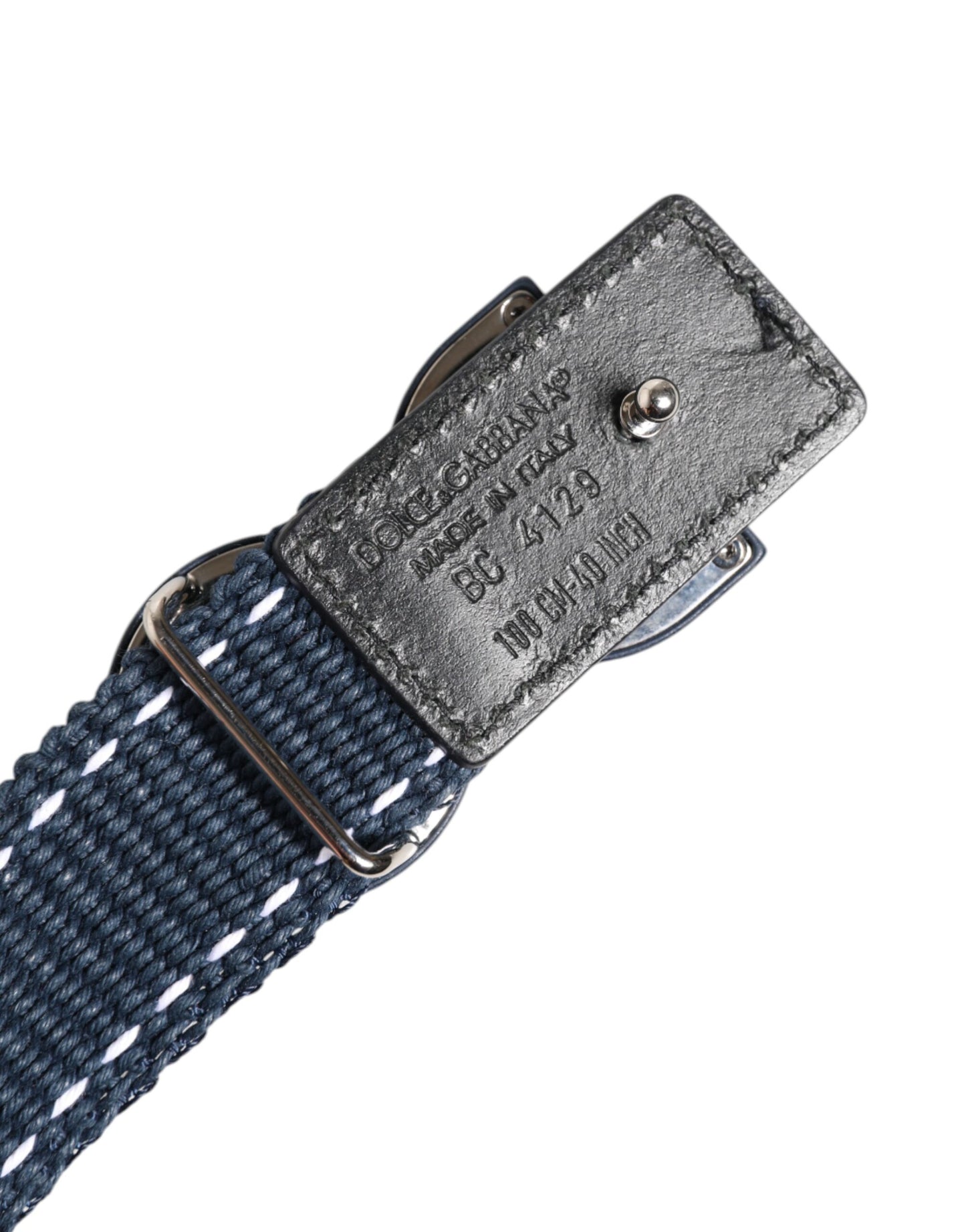 Dolce & Gabbana blauwe katoenen leren DG-logo metalen gesp riem
