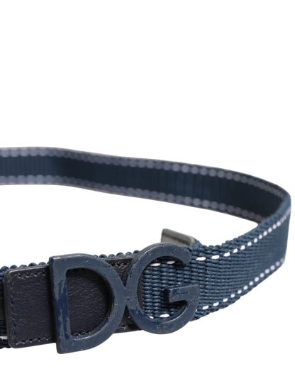 Dolce & Gabbana blauwe katoenen leren DG-logo metalen gesp riem