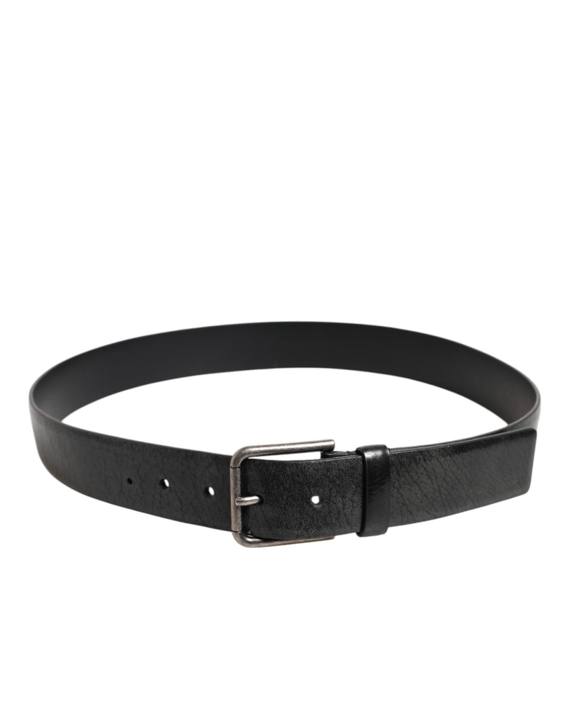 Dolce &amp; Gabbana Zwarte Klassieke Leren Riem met Metalen Gesp