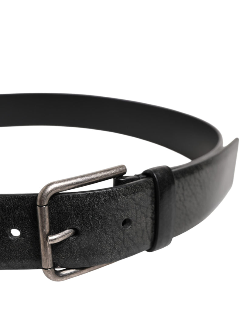 Dolce &amp; Gabbana Zwarte Klassieke Leren Riem met Metalen Gesp