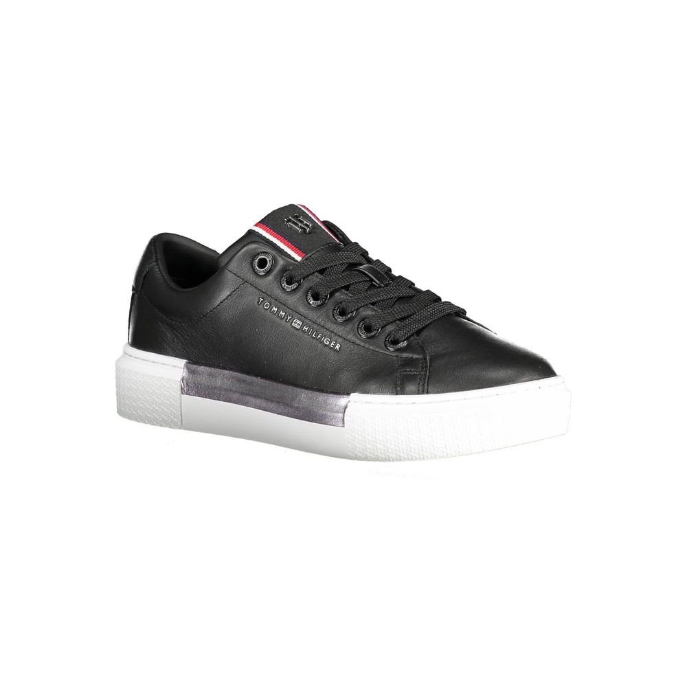 Tommy Hilfiger Black Leather Women Sneaker - All-Day Comfort