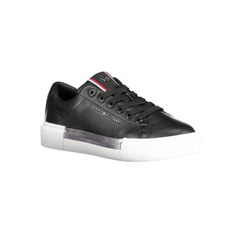 Tommy Hilfiger Black Leather Women Sneaker - All-Day Comfort