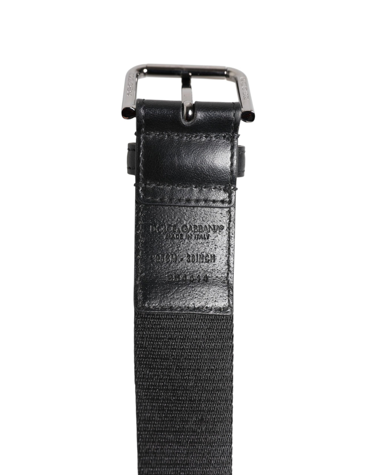 Ceinture Dolce &amp; Gabbana noire et bleue avec boucle en métal argenté et logo DG