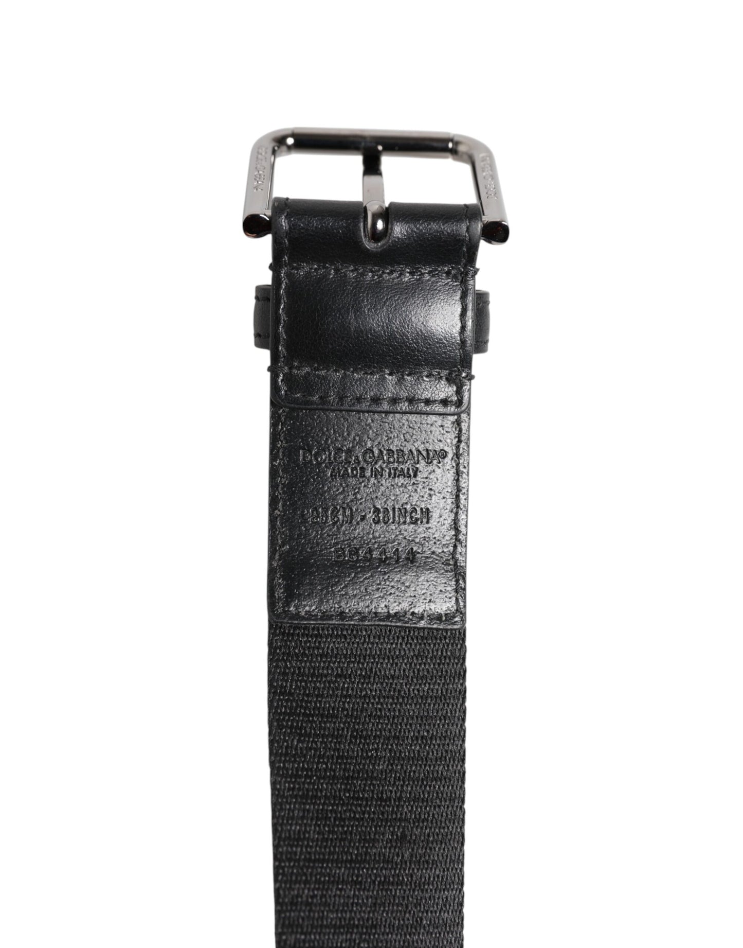 Dolce & Gabbana Zwart Blauw DG Logo Zilveren Metalen Gesp Riem