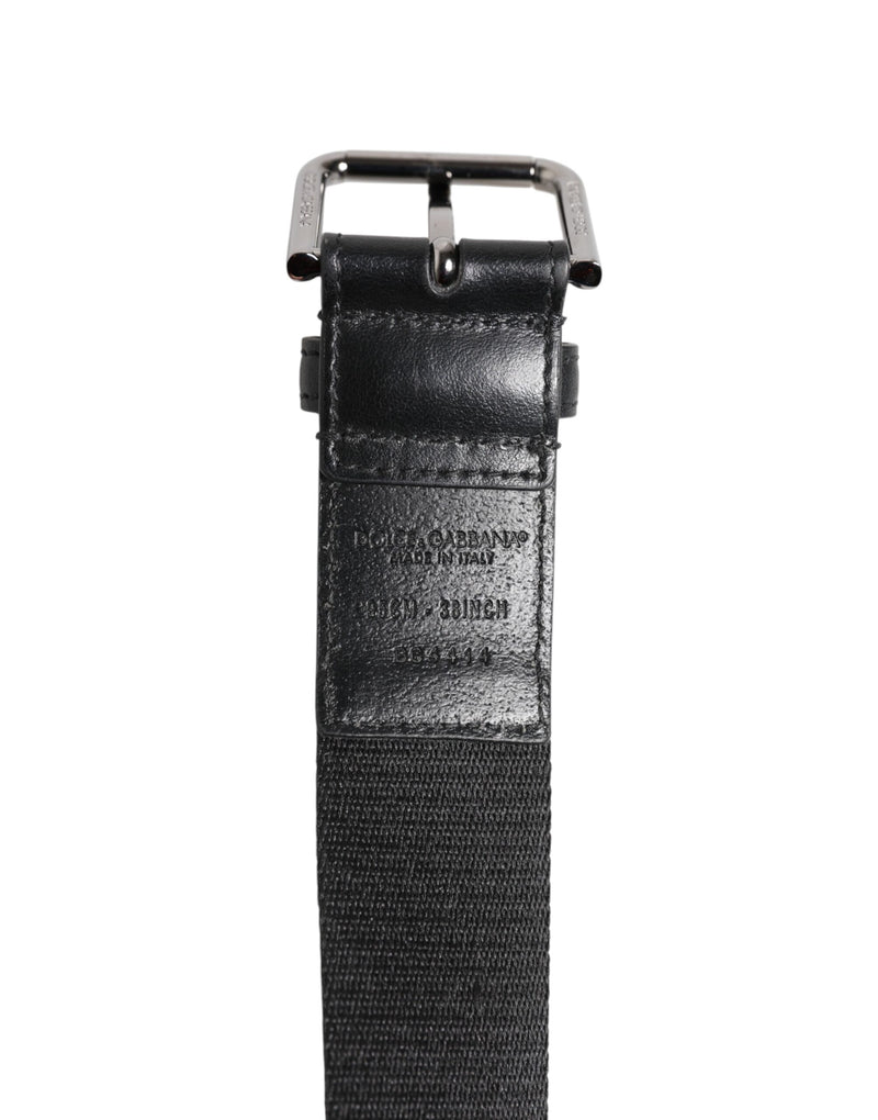 Dolce &amp; Gabbana Zwart Blauw DG Logo Zilveren Metalen Gesp Riem