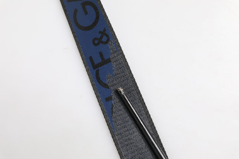 Dolce &amp; Gabbana Zwart Blauw DG Logo Zilveren Metalen Gesp Riem