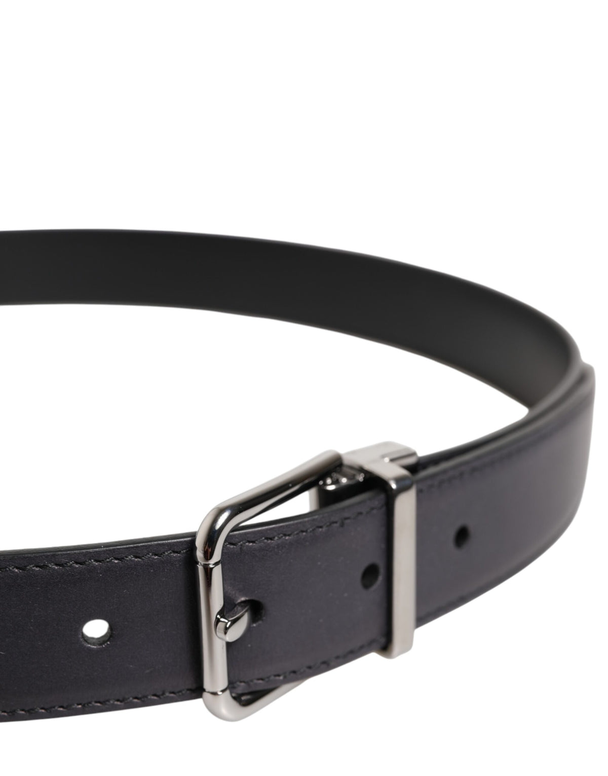 Ceinture Dolce &amp; Gabbana en cuir de veau noir classique avec boucle argentée