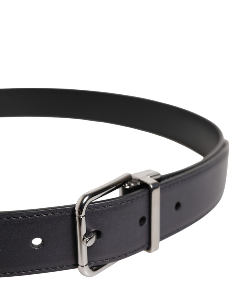 Dolce &amp; Gabbana Zwarte Klassieke Kalfsleren Riem met Zilveren Gesp