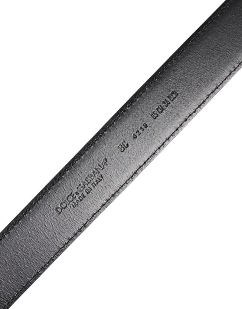 Ceinture Dolce &amp; Gabbana en cuir de veau marron classique avec boucle argentée