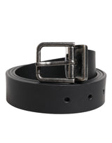 Ceinture classique en cuir noir Dolce &amp; Gabbana avec boucle en métal