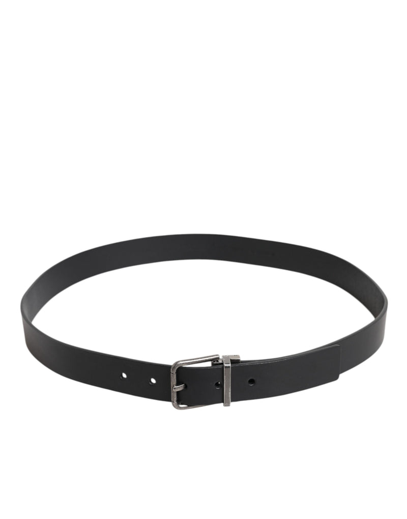 Dolce &amp; Gabbana Zwarte Klassieke Leren Riem met Metalen Gesp