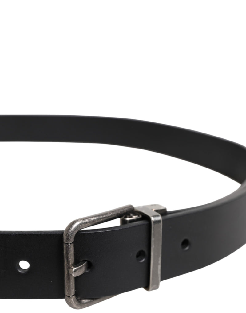 Dolce &amp; Gabbana Zwarte Klassieke Leren Riem met Metalen Gesp