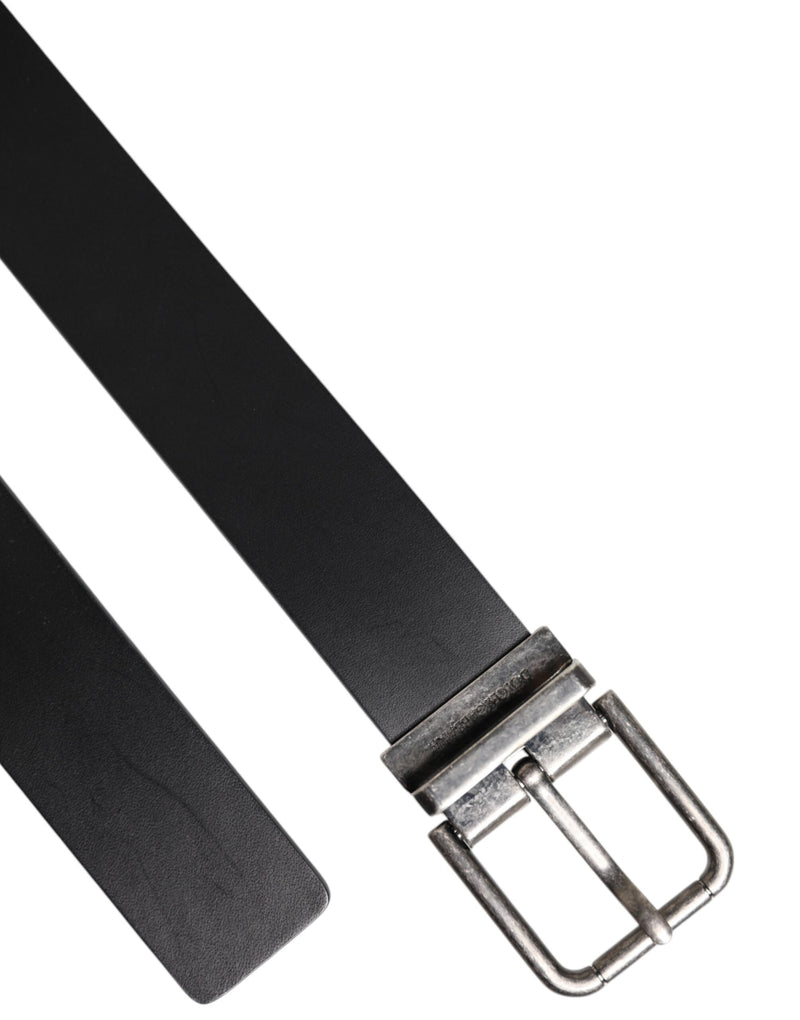 Dolce &amp; Gabbana Zwarte Klassieke Leren Riem met Metalen Gesp