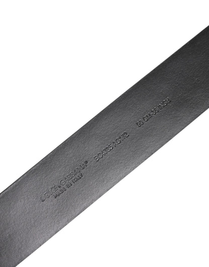 Dolce & Gabbana Zwarte Kalfsleren Riem met Zilveren Gesp en Studs