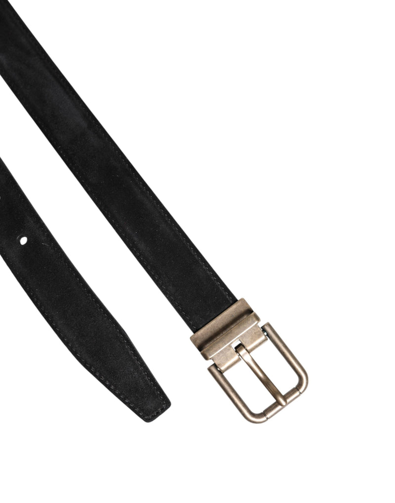 Dolce &amp; Gabbana Zwarte Kalfsleren Klassieke Metalen Gesp Riem