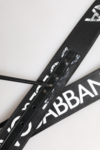 Dolce & Gabbana zwart-wit DG-logo riem met metalen gesp van messing