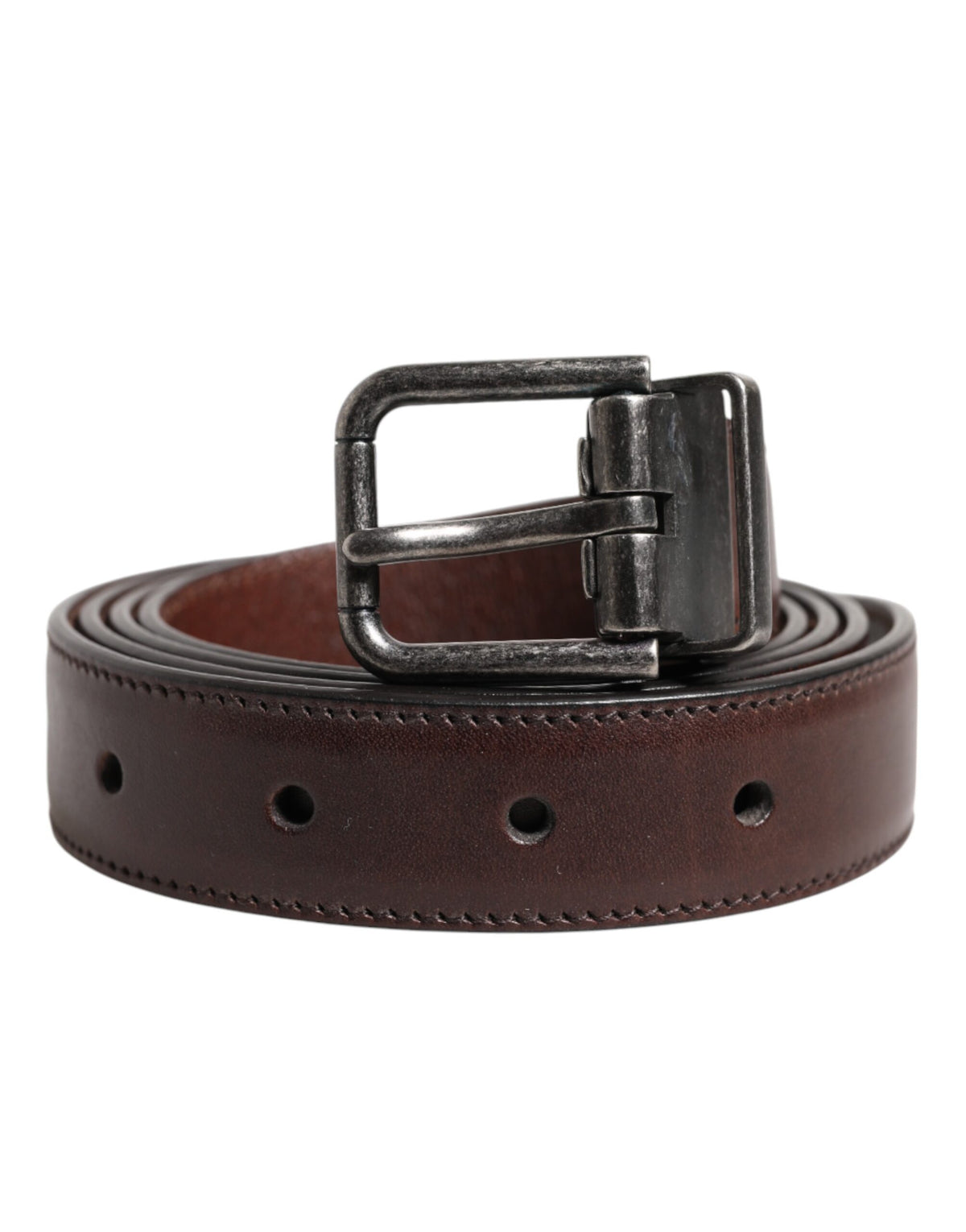 Ceinture classique en cuir de veau marron Dolce &amp; Gabbana avec boucle en métal