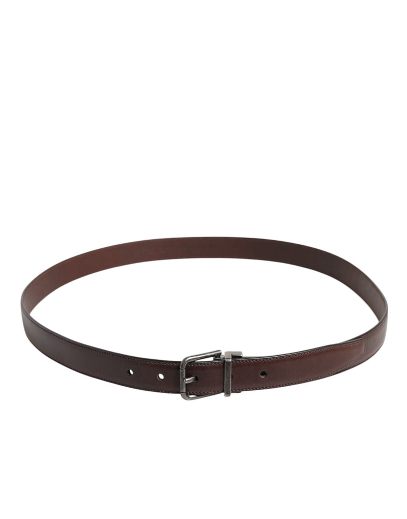Dolce &amp; Gabbana Bruine Klassieke Kalfsleren Riem met Metalen Gesp