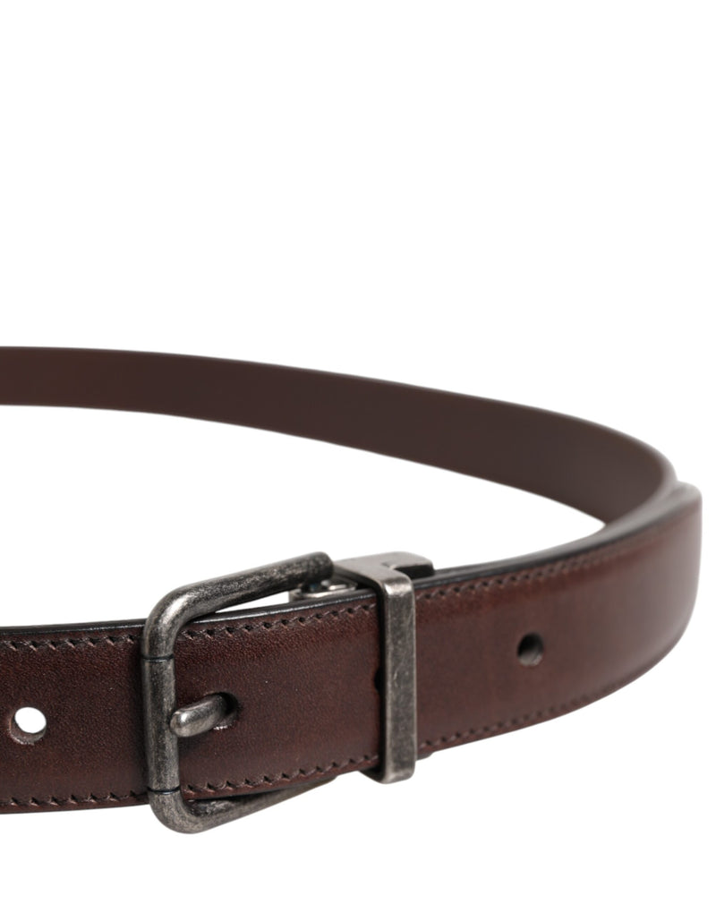 Dolce &amp; Gabbana Bruine Klassieke Kalfsleren Riem met Metalen Gesp