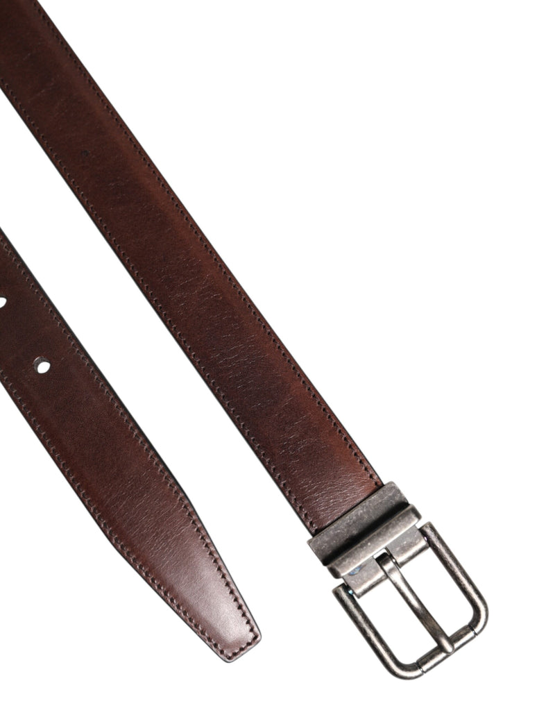Dolce &amp; Gabbana Bruine Klassieke Kalfsleren Riem met Metalen Gesp